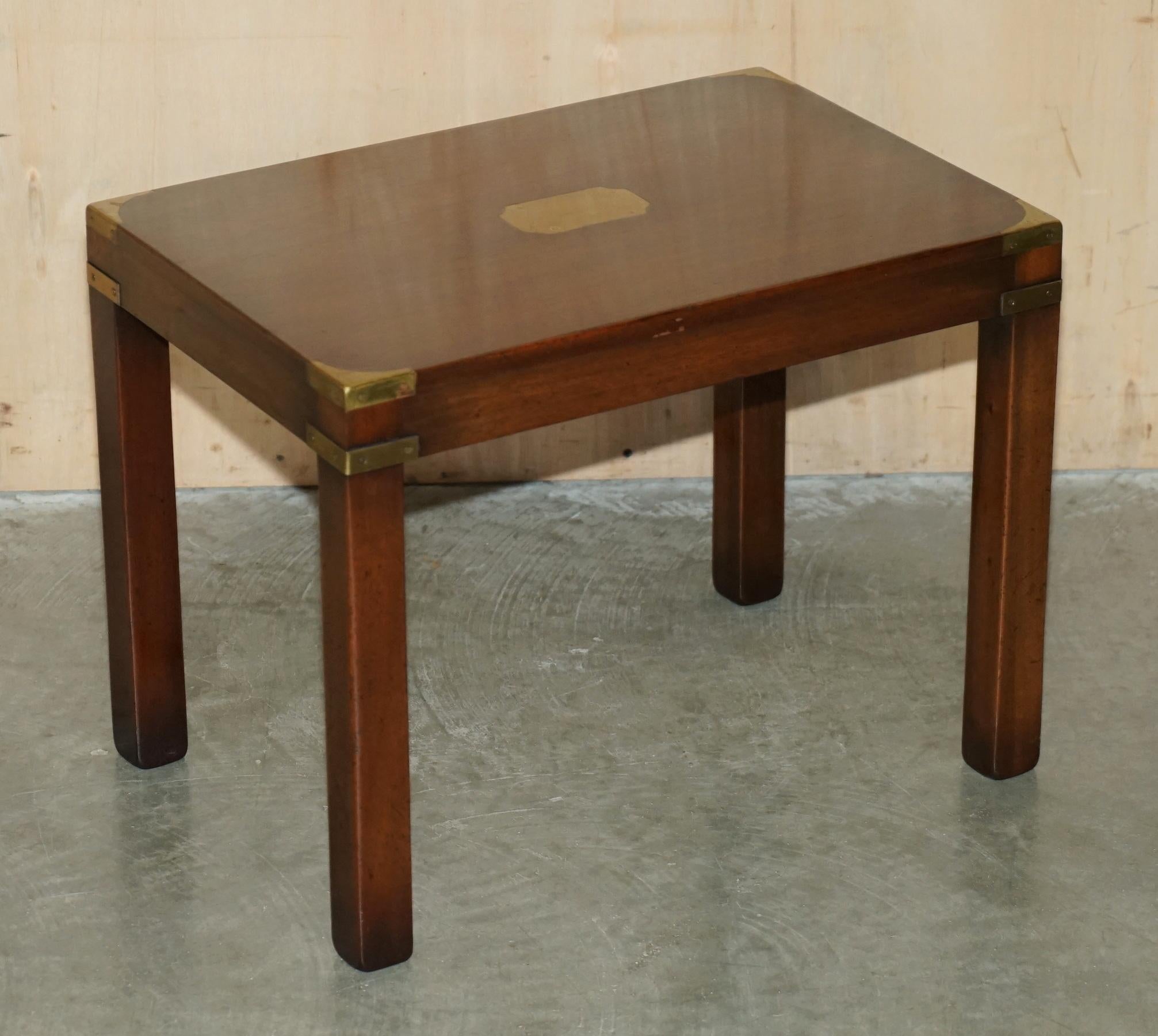 RESTORED HARRODS KENNEDY COFFEE & SiDE TABLE NEST OF TABLES MILITARY CAMPAIGN For Sale 8