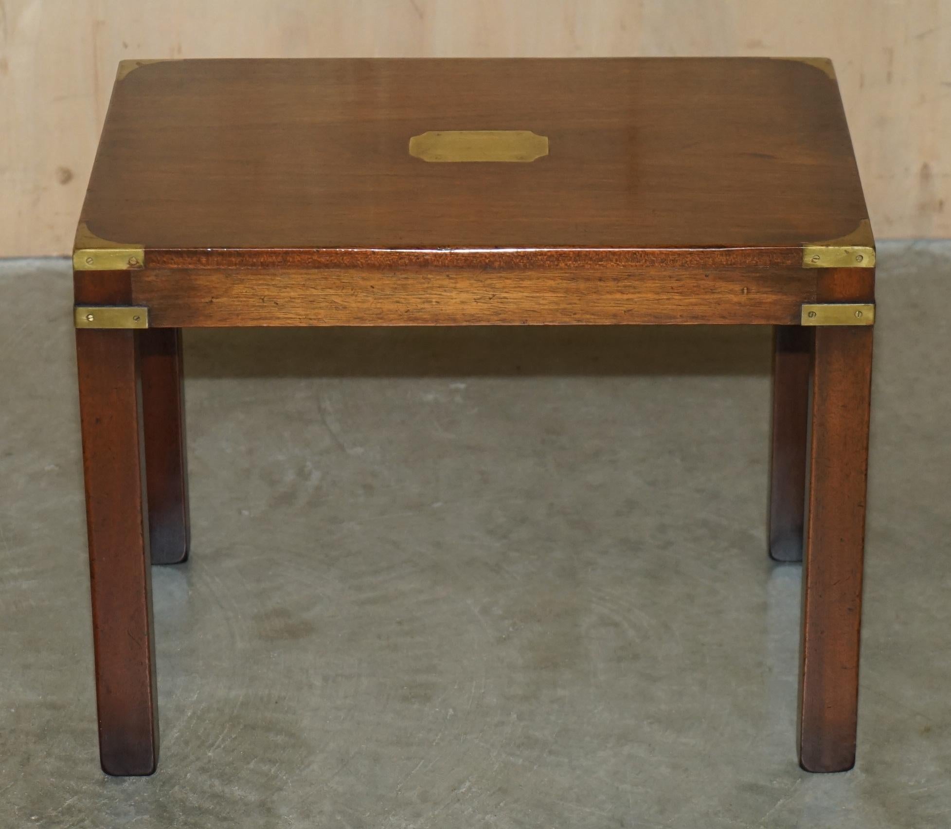 RESTORED HARRODS KENNEDY COFFEE & SiDE TABLE NEST OF TABLES MILITARY CAMPAIGN im Angebot 9