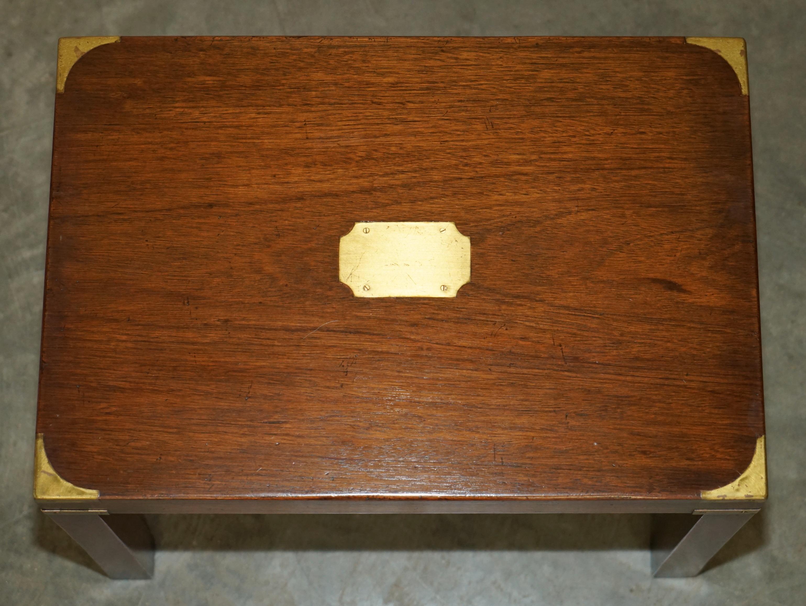 RESTORED HARRODS KENNEDY COFFEE & SiDE TABLE NEST OF TABLES MILITARY CAMPAIGN For Sale 10
