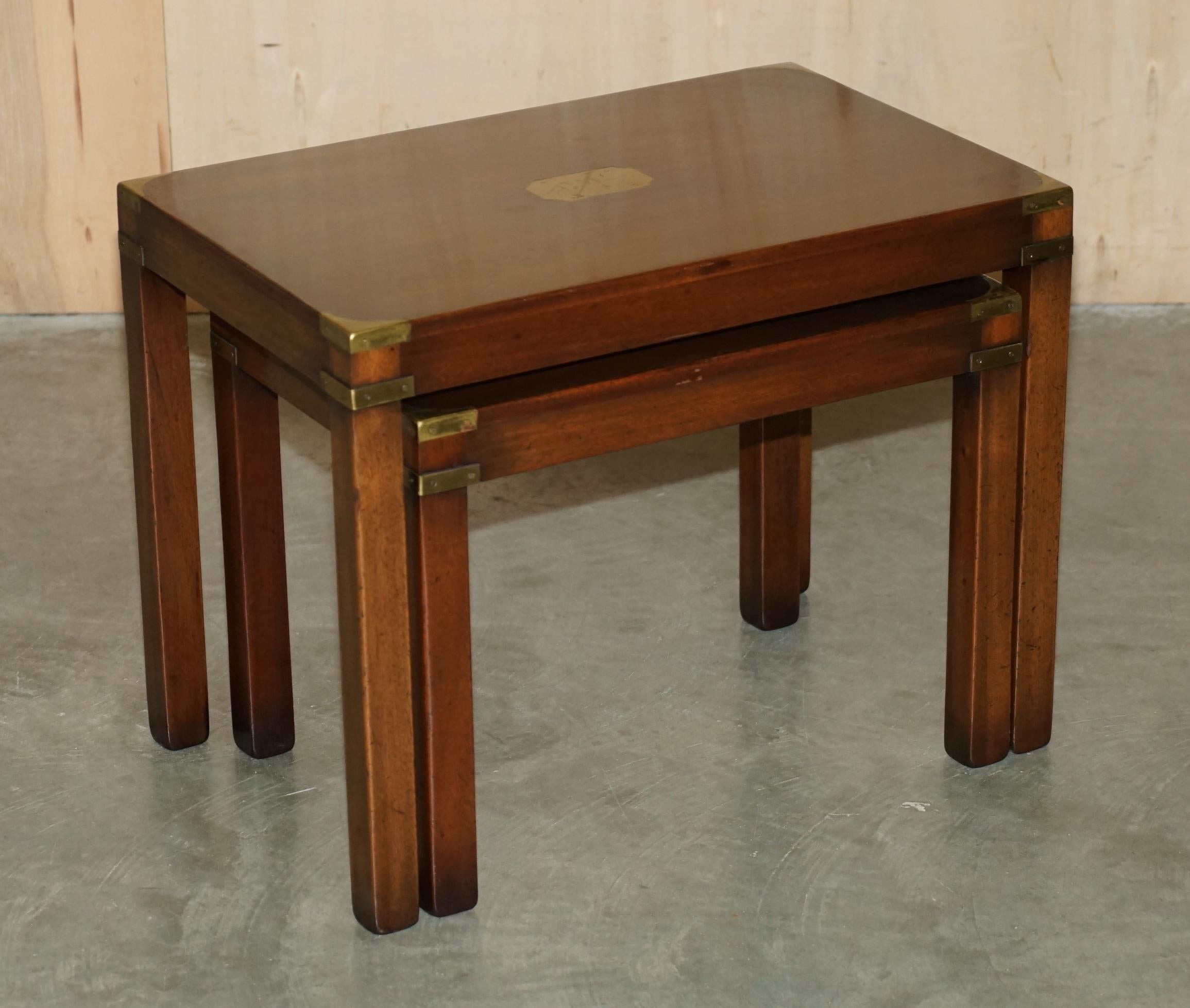 Campaign RESTORED HARRODS KENNEDY COFFEE & SiDE TABLE NEST OF TABLES MILITARY CAMPAIGN For Sale