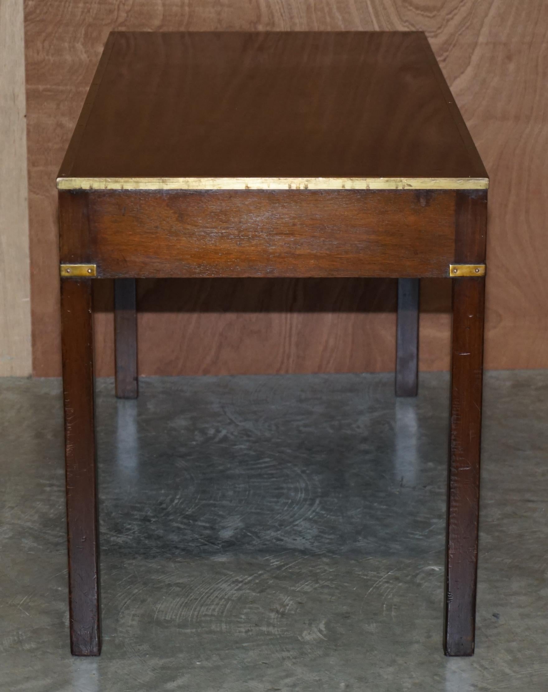 Restored Harrods Kennedy Military Campaign Hardwood & Brass Wriiting Table Desk 9