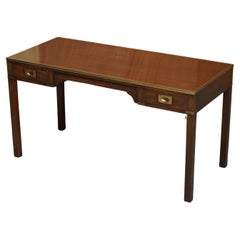 Restored Harrods Kennedy Military Campaign Hardwood & Brass Wriiting Table Desk