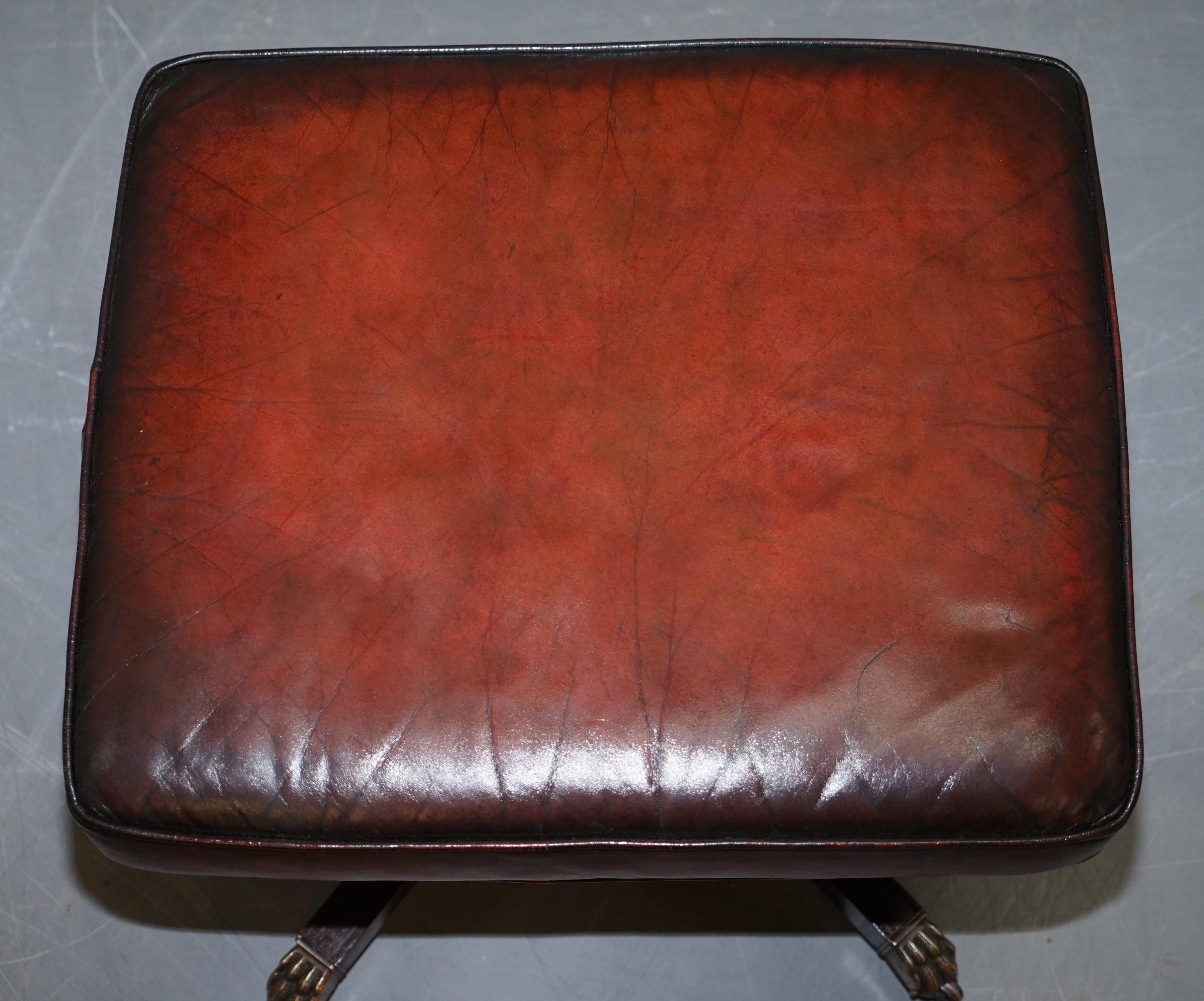 Restored Harrods London Brown Leather Chesterfield Swivel Armchair & Footstool 7