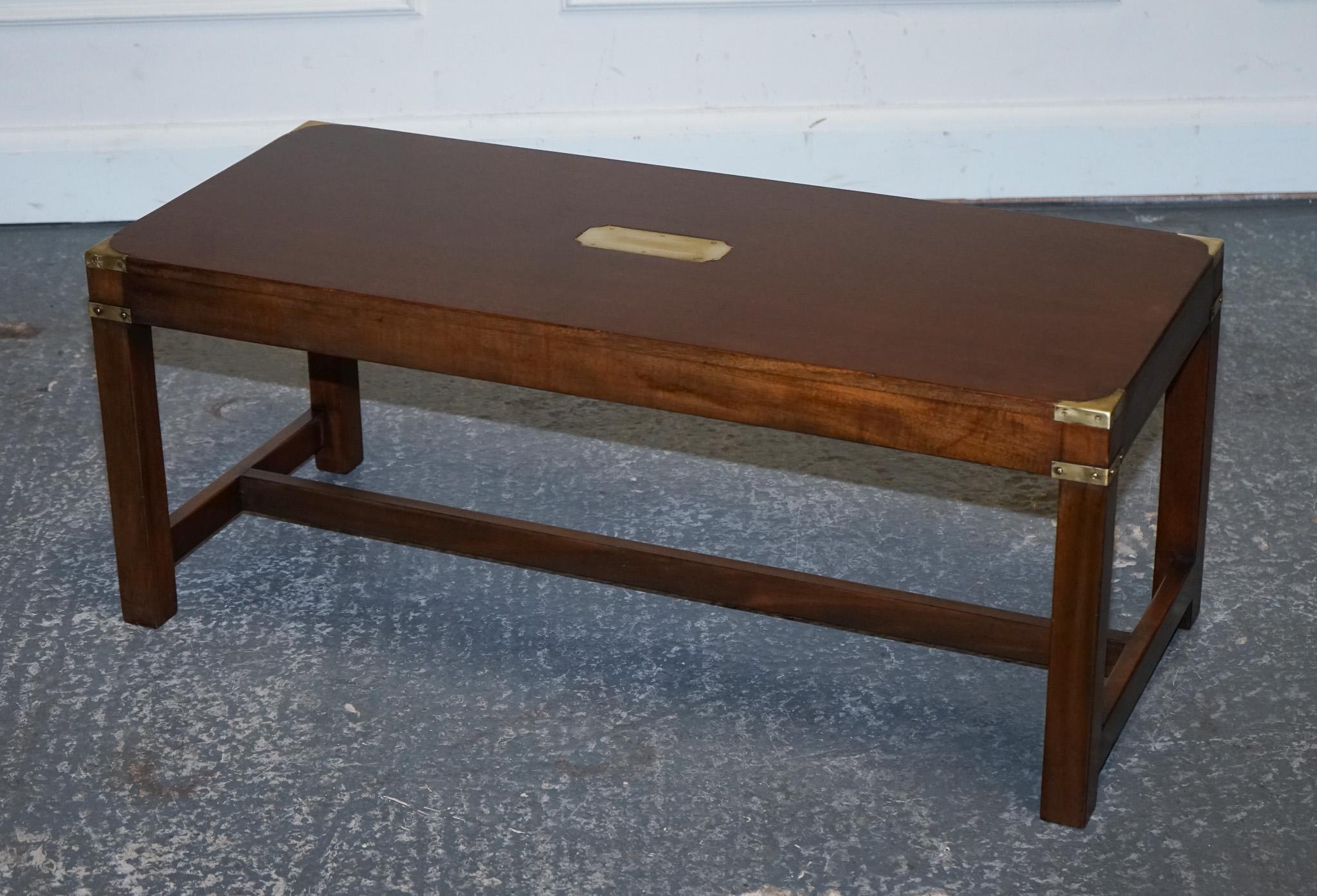 
We are delighted to offer for sale this Lovely Restored Harrods REH Kennedy Military Campaign Coffee Table. 

A lovely and well made coffee table from R.E.H Kennedy, the top of the table has slightly faded so we got our restorer to restore the top.