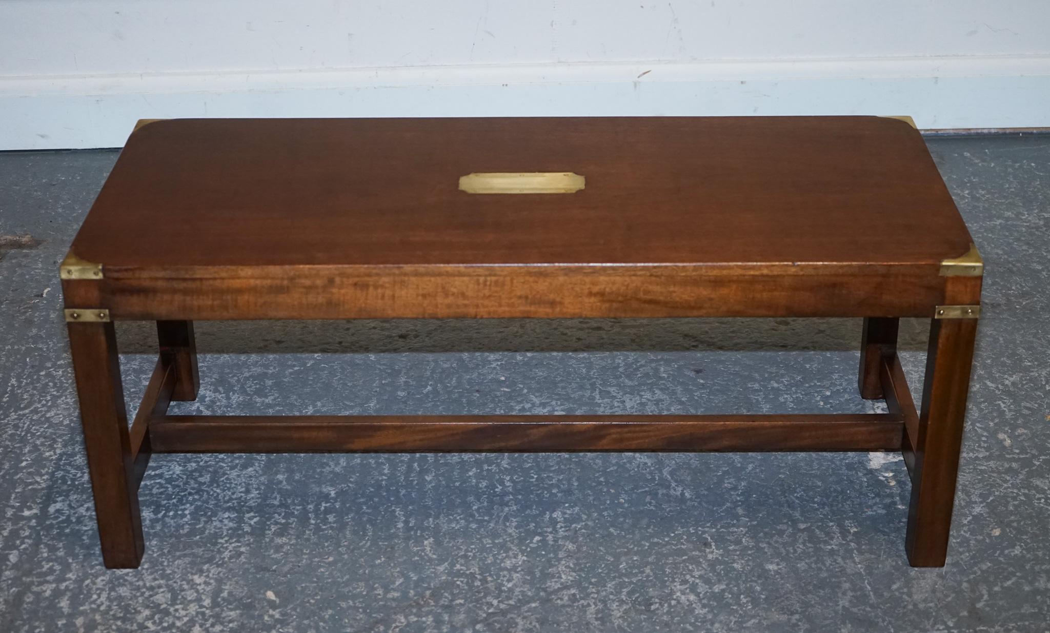 RESTORED HARRODS REH KENNEDY MILiTARY CAMPAIGN COFFEE TABLE In Good Condition For Sale In Pulborough, GB