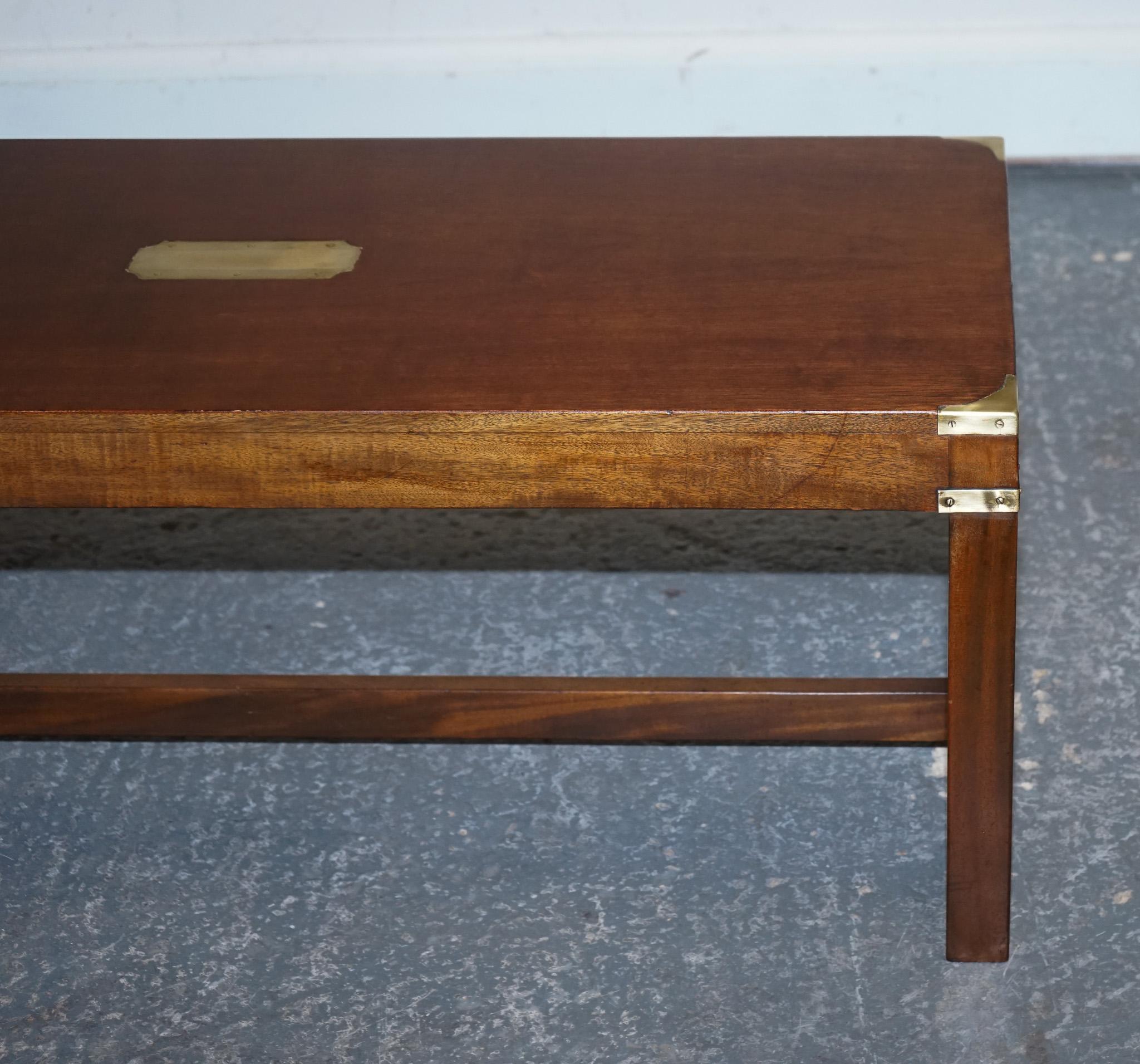 Hardwood RESTORED HARRODS REH KENNEDY MILiTARY CAMPAIGN COFFEE TABLE For Sale