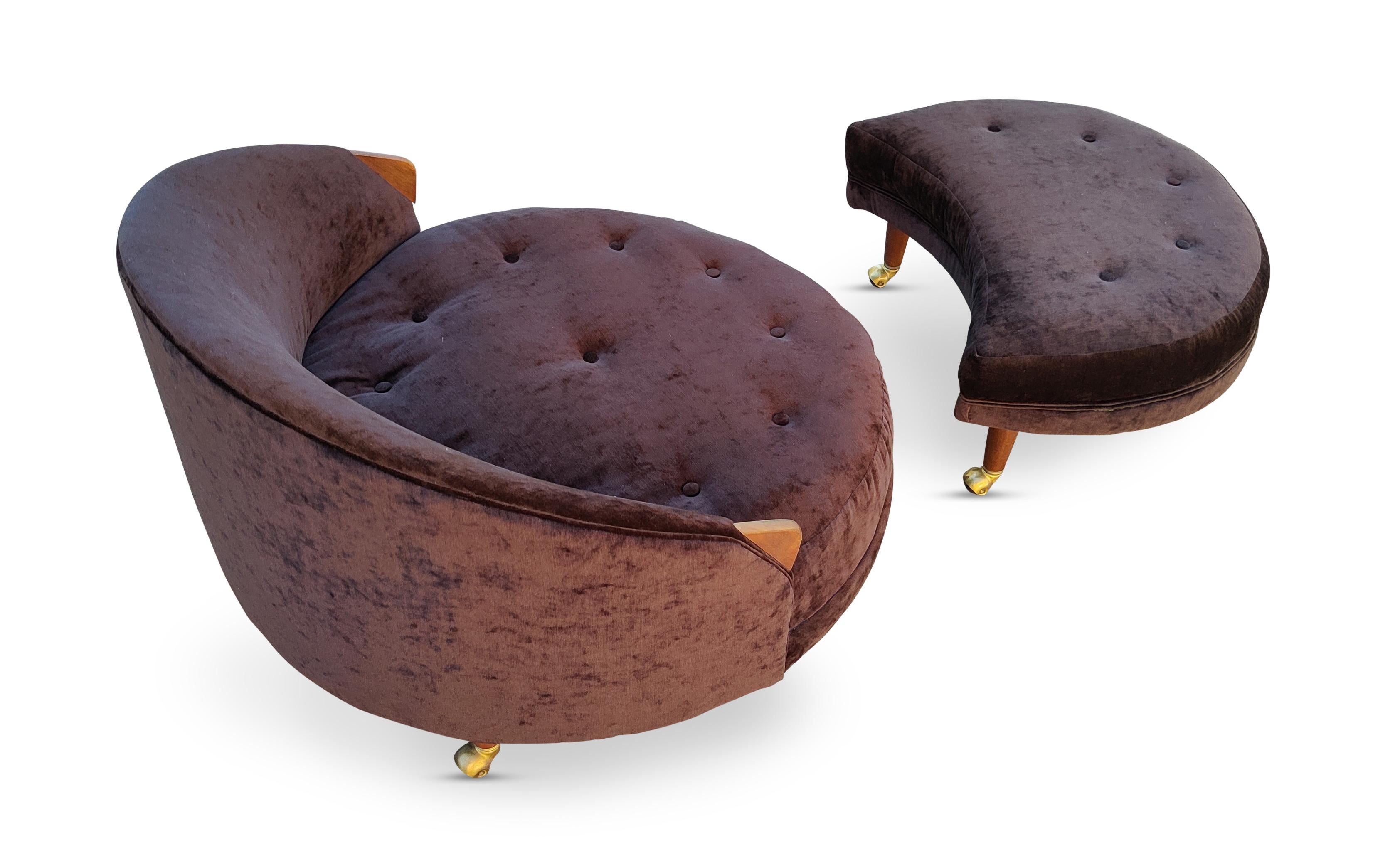 Mid-20th Century Restored Havana Chair & Ottoman Adrian Pearsall for Craft Associates MCM Classic