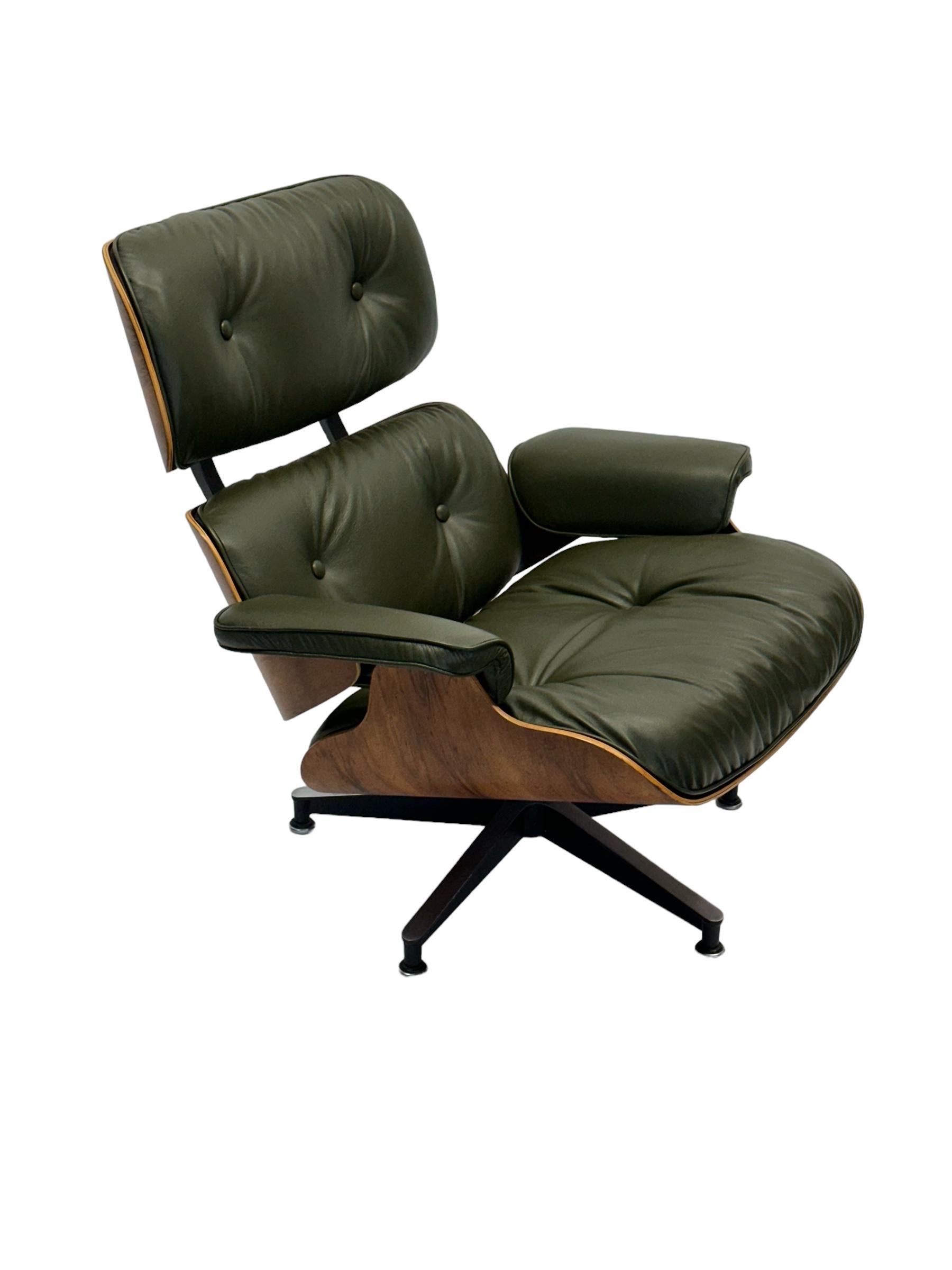 Mid-Century Modern Restored Herman Miller Eames Lounge Chair and Ottoman new Avocado Leather  