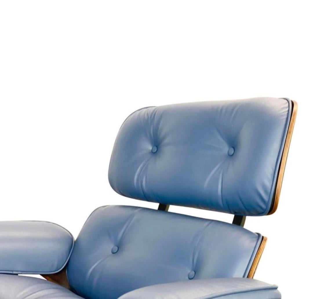 Mid-Century Modern Restored Herman Miller Eames Lounge Chair with Custom Blue Leather