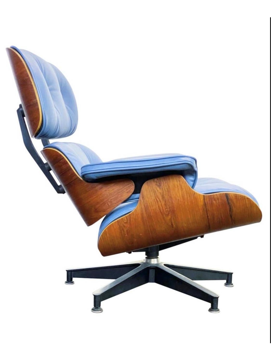 Restored Herman Miller Eames Lounge Chair with Custom Blue Leather 2