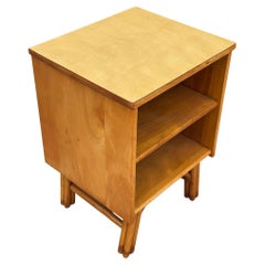 Restored Heywood Wakefield Blond Birch End Table w/ Rattan Legs