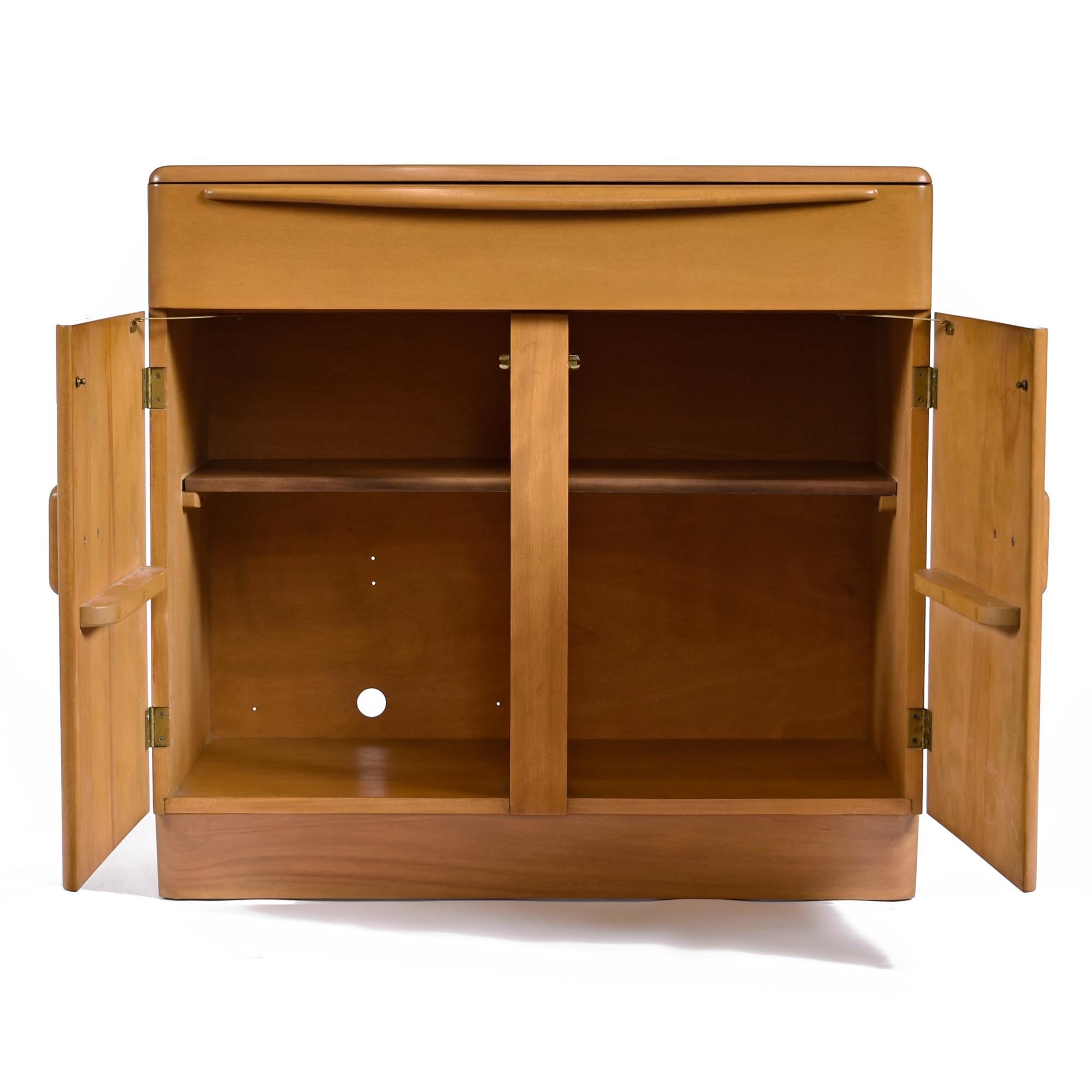 American Restored Heywood Wakefield Mid-Century Modern M590 Server or Record Cabinet For Sale