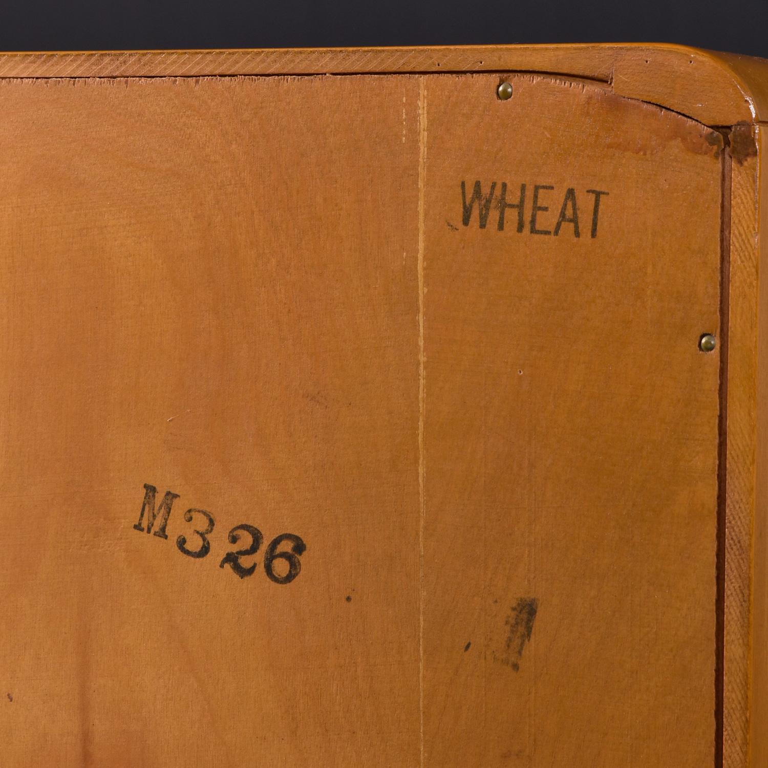 Restored Heywood Wakefield Wheat Finish M326 Cabinet Bookcase 12