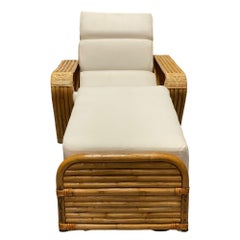 Restored Historic Paul T.Frankl Hand Made 5- Strand Square Pretzel Rattan Lounge