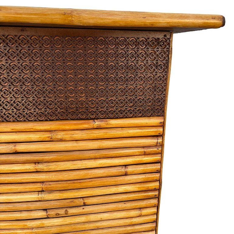 Restored Horizontal Stacked Restored Rattan L-shaped Corner Bar w/ Foot Rest For Sale 1