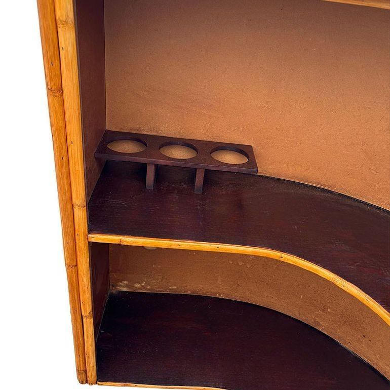 Restored Horizontal Stacked Restored Rattan L-shaped Corner Bar w/ Foot Rest For Sale 3