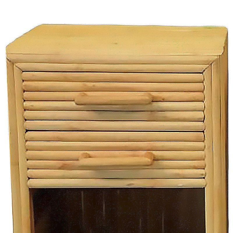 Table de chevet en rotin à bâtons empilés horizontaux restaurée avec espace Cubby, Pair Excellent état - En vente à Van Nuys, CA