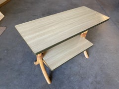 Restored "Hour Glass" Two-Tier Rattan Side Table