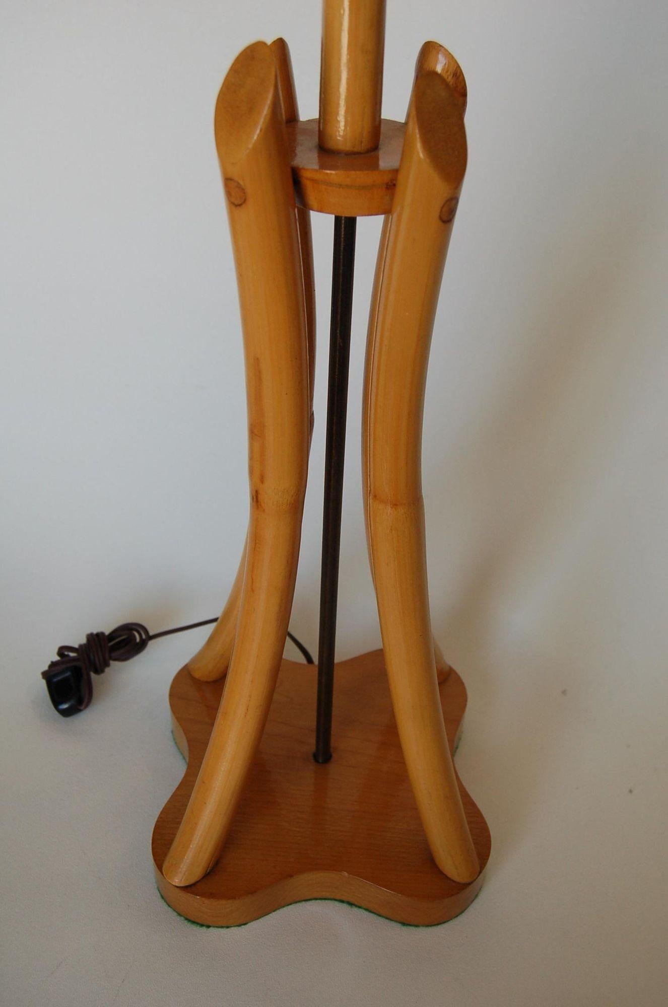 Restored Hourglass Rattan & Mahogany Lamp, Pair In Excellent Condition For Sale In Van Nuys, CA