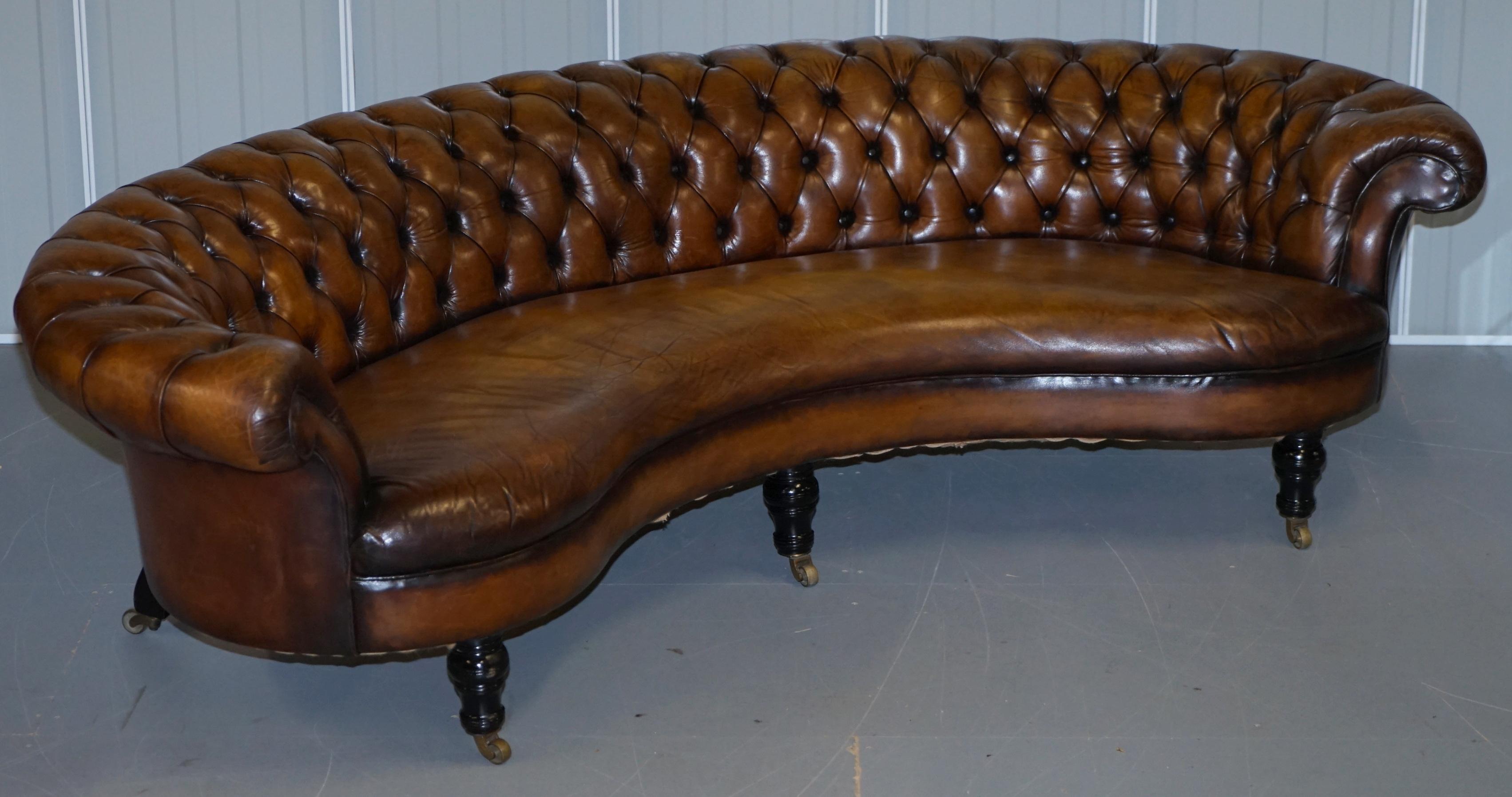 We are delighted to offer for sale this stunning exceptionally rare original fully restored Victorian walnut framed Howard & Son’s Berners Street sofa with leather upholstery 

This sofa is exceptionally rare indeed, I've only ever seen one other