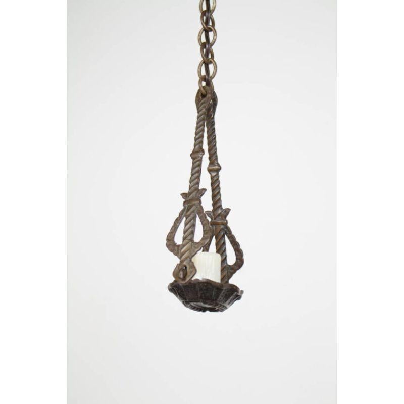 American Restored Iron Arts and Crafts Pendant For Sale