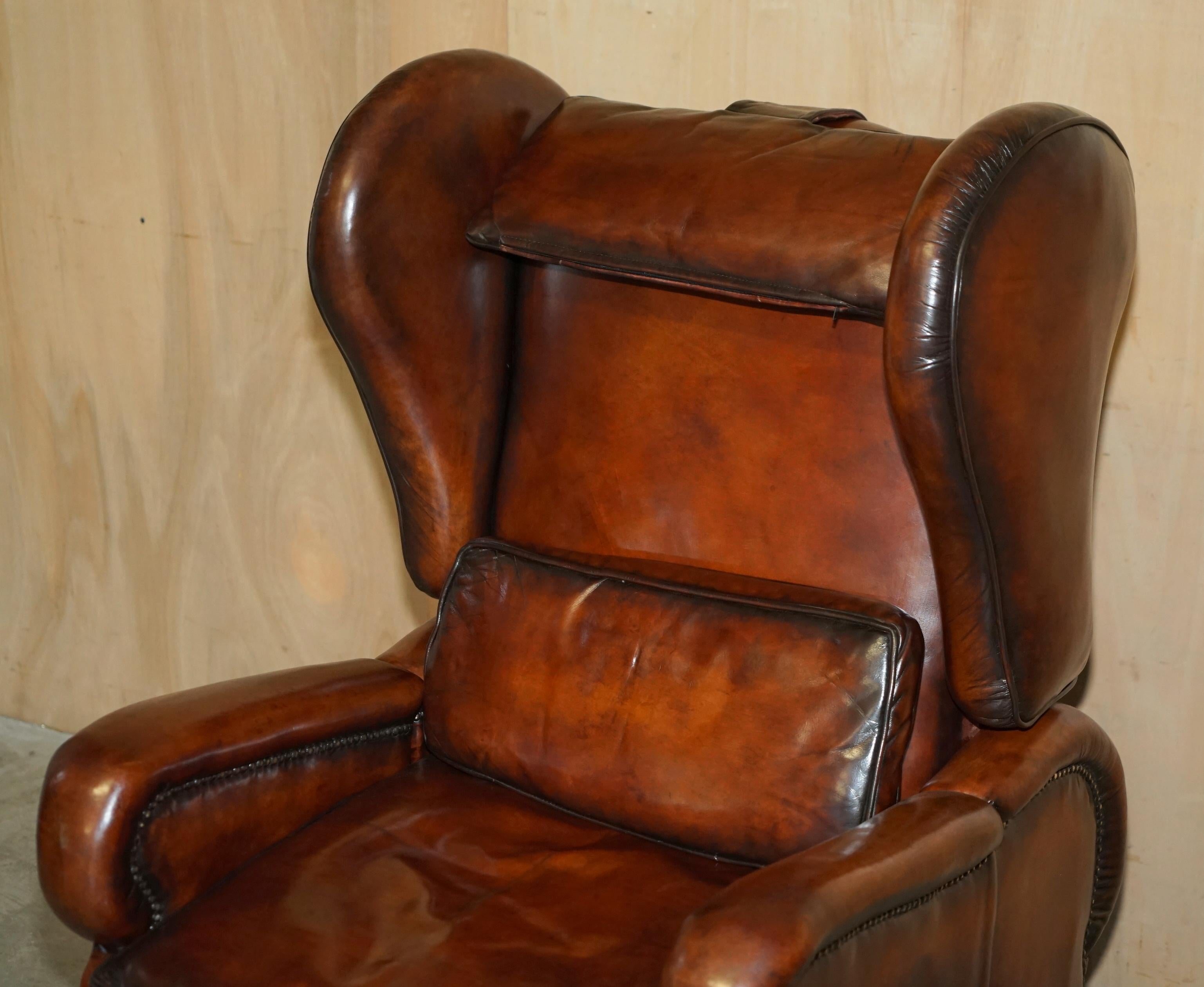 Anglais Restauré J Foot & Son Fauteuil relax réglable en cuir Brown teinté à la main en vente