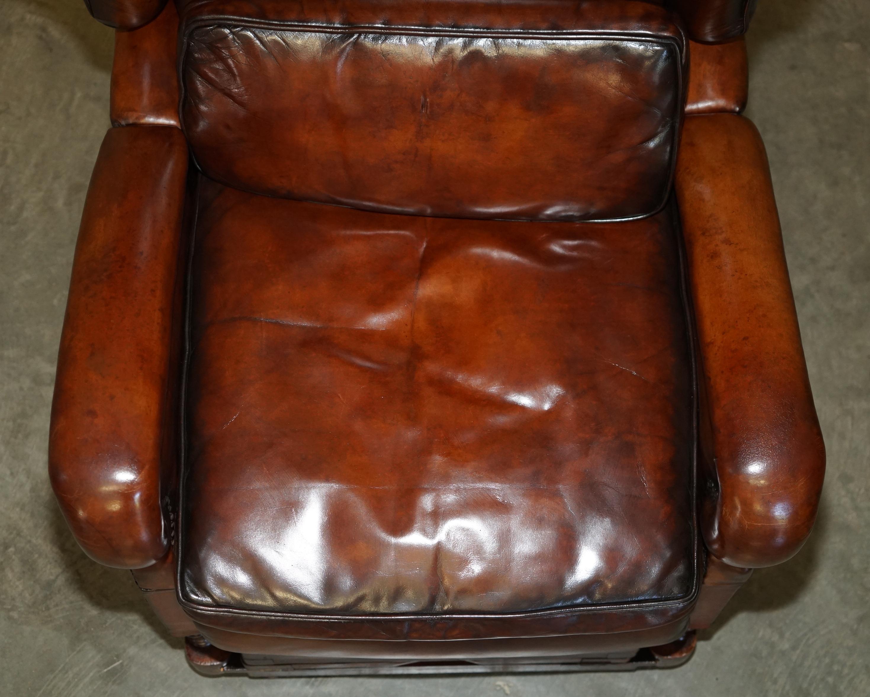 Fait main Restauré J Foot & Son Fauteuil relax réglable en cuir Brown teinté à la main en vente