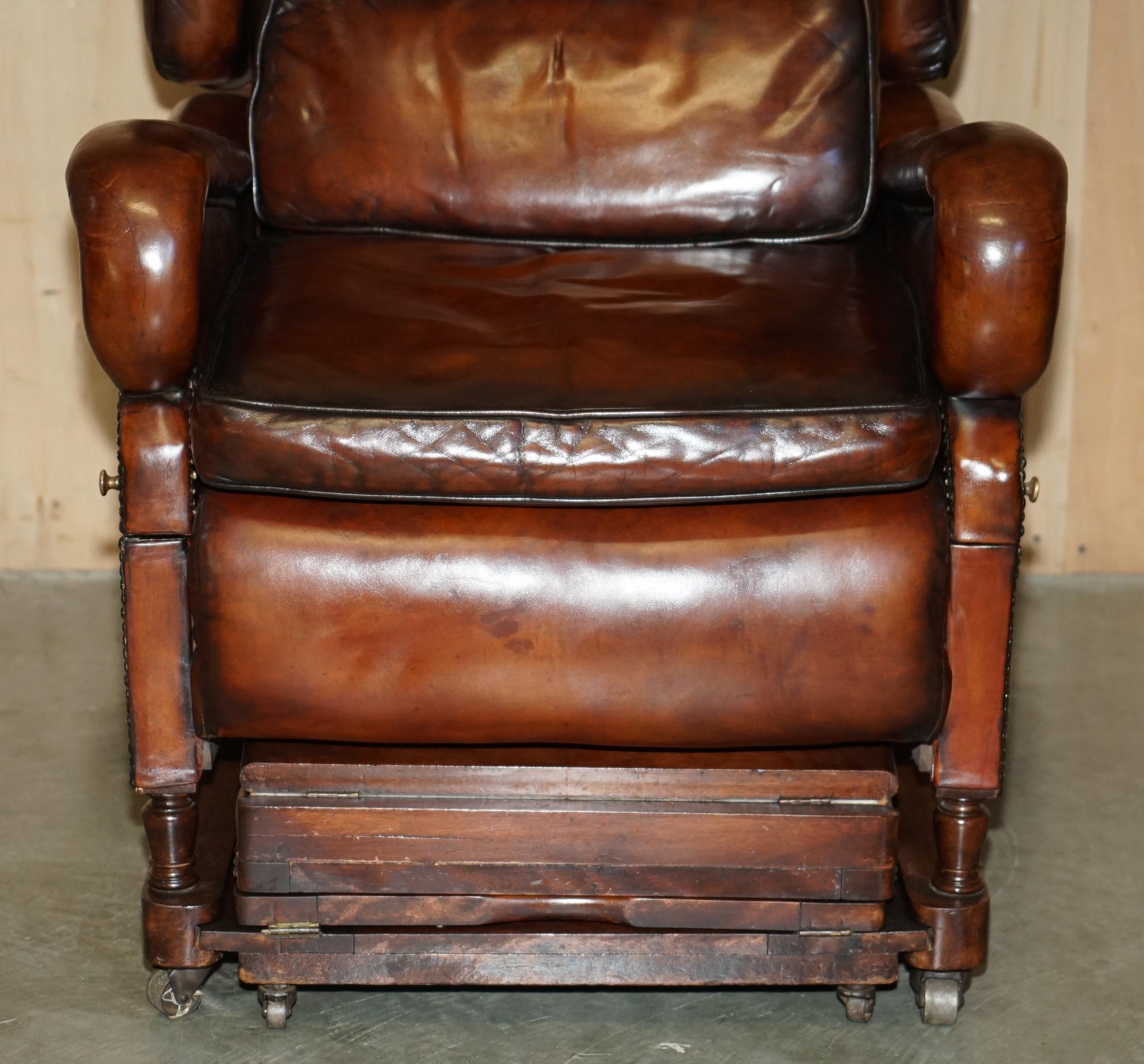Fin du XIXe siècle Restauré J Foot & Son Fauteuil relax réglable en cuir Brown teinté à la main en vente