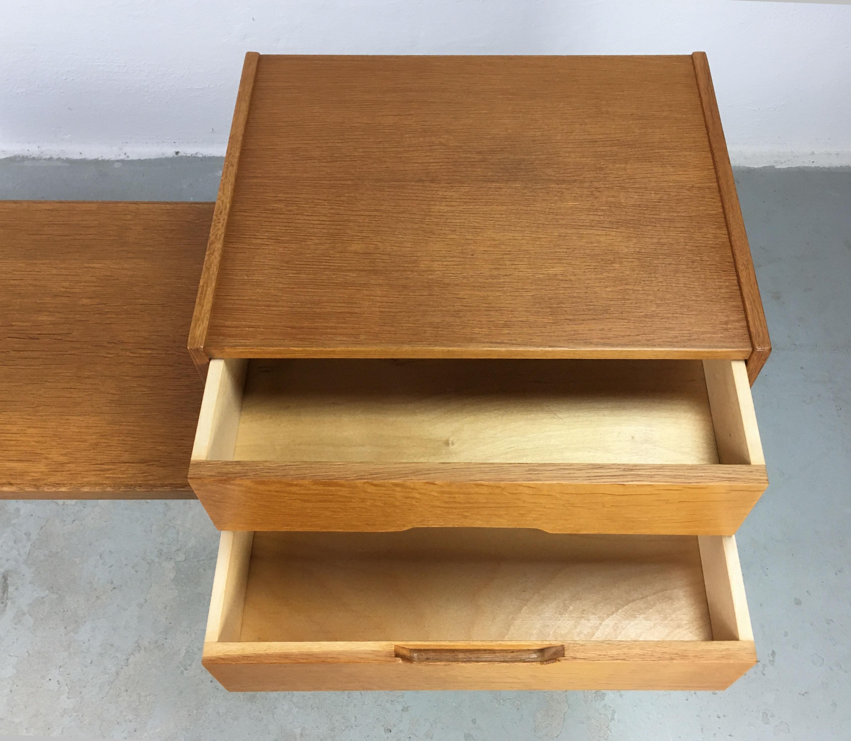 Restored and Refinished Kai Kristiansen Oak Side Table with Chest of Drawers For Sale 8