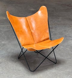 Restored Knoll Butterfly Chair in Cognac Leather ca. 1950s