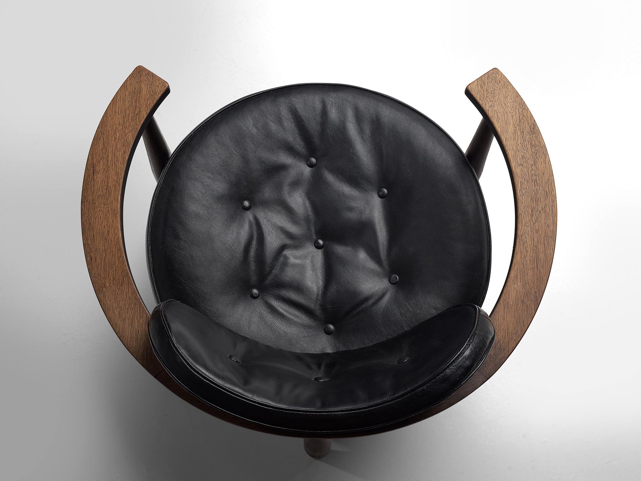 Mid-20th Century Restored Kor Aldershof Lounge Chair in Black Leather