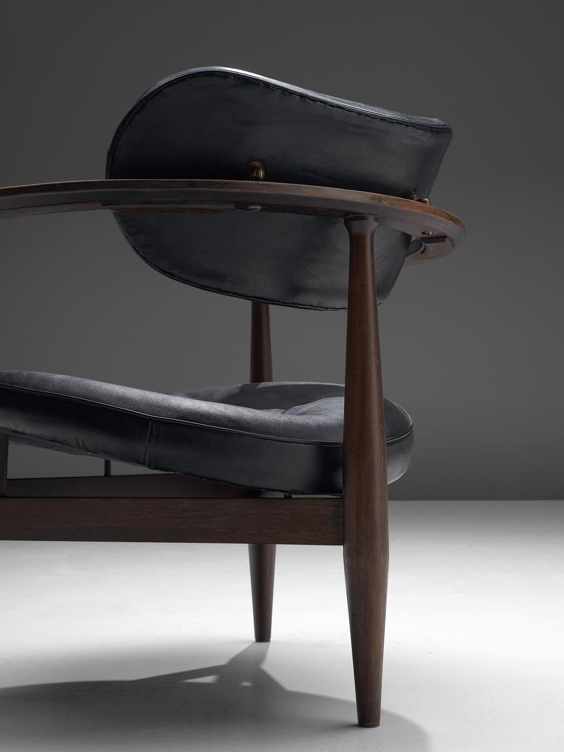Restored Kor Aldershof Lounge Chair in Black Leather 1