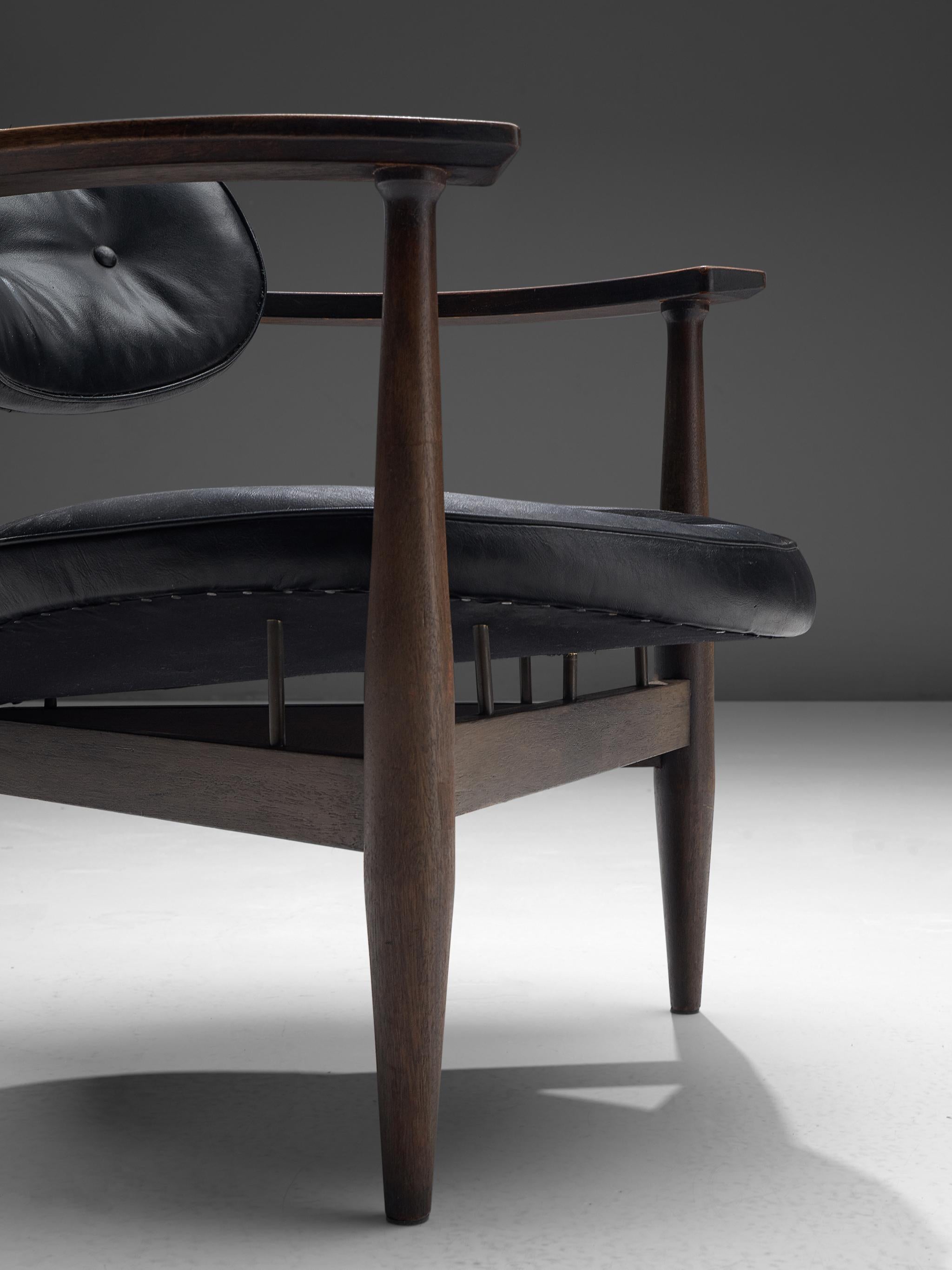 Restored Kor Aldershof Lounge Chair in Black Leather 1