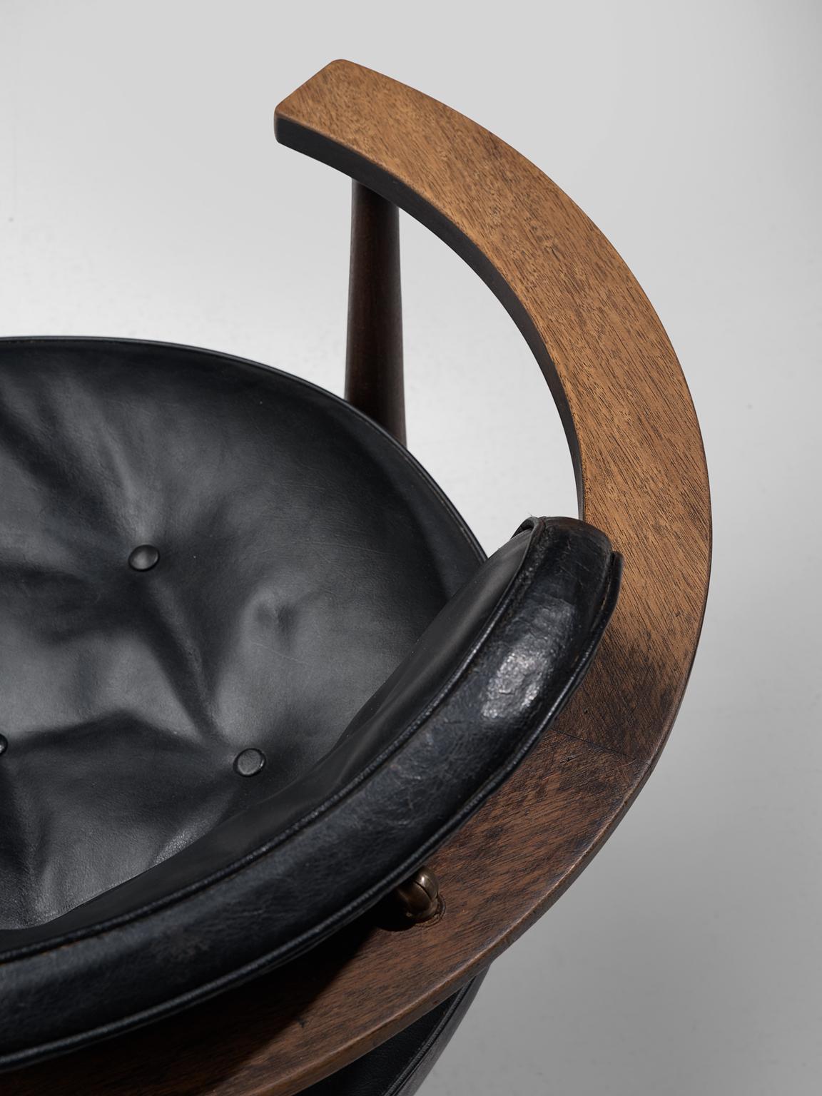 Restored Kor Aldershof Lounge Chair in Black Leather 2
