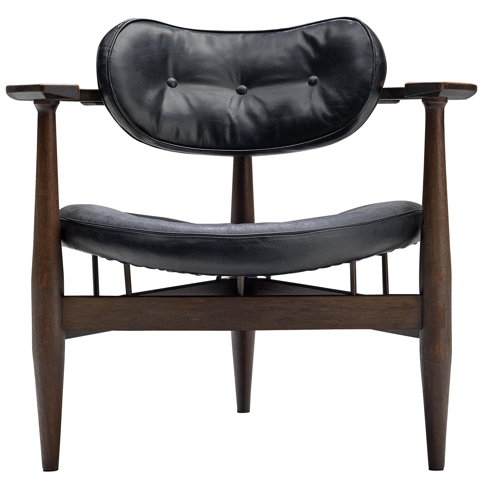 Restored Kor Aldershof Lounge Chair in Black Leather