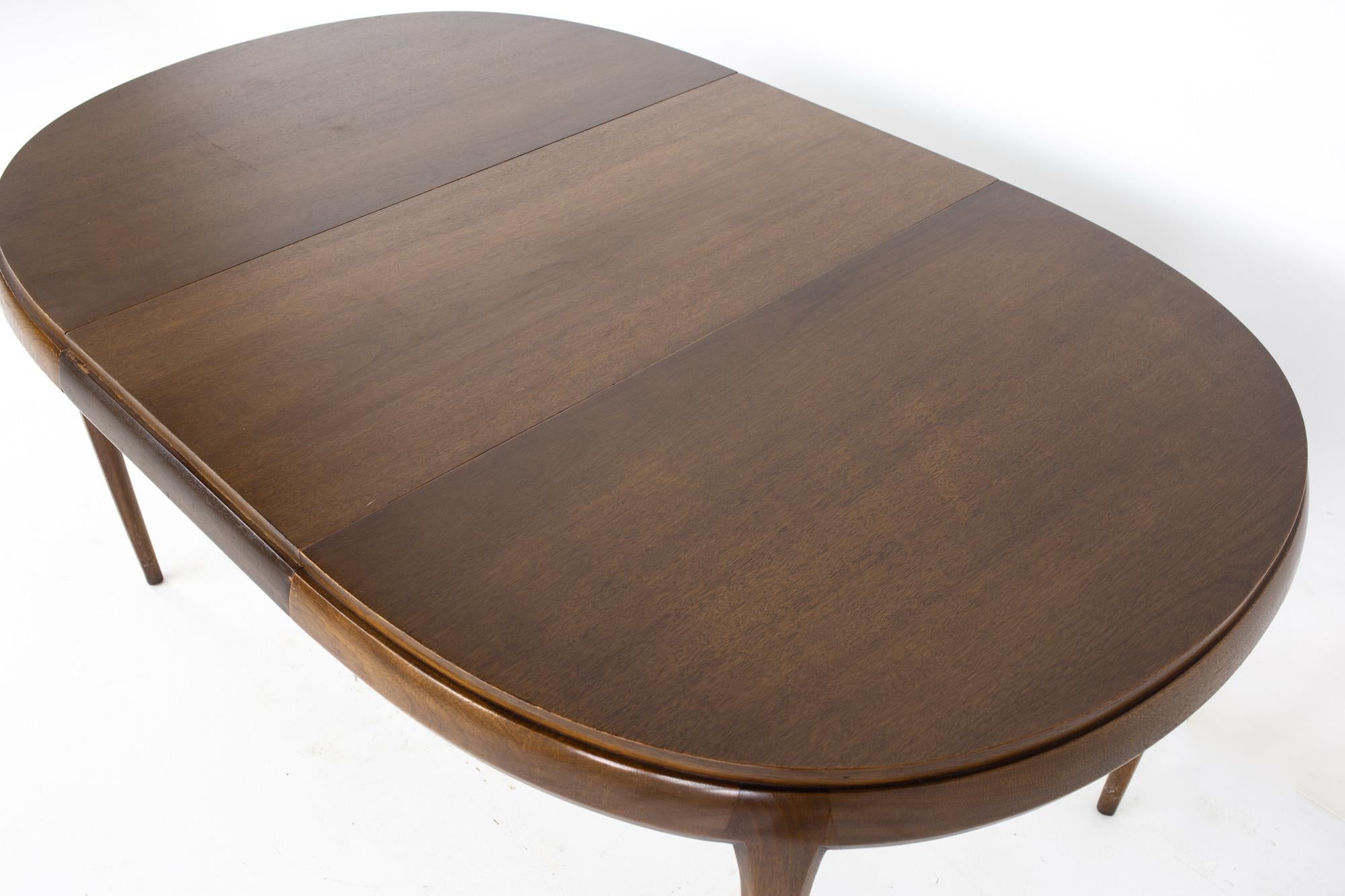 SOLD 07/05/23 Restored Lane Rhythm Style MCM Walnut Oval Expanding Dining Table 3