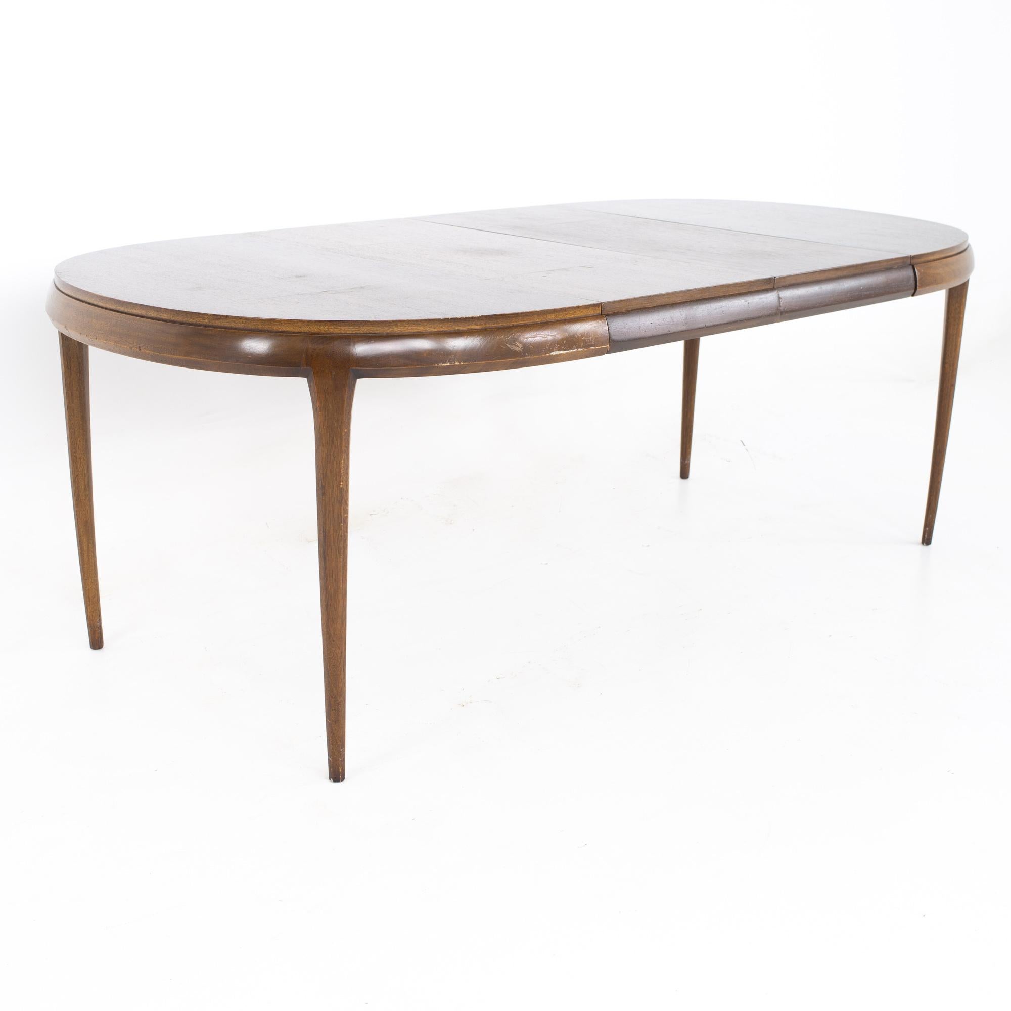 SOLD 07/05/23 Restored Lane Rhythm Style MCM Walnut Oval Expanding Dining Table 4