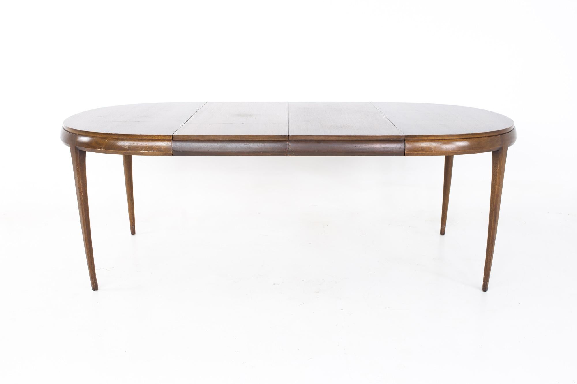 SOLD 07/05/23 Restored Lane Rhythm Style MCM Walnut Oval Expanding Dining Table 4