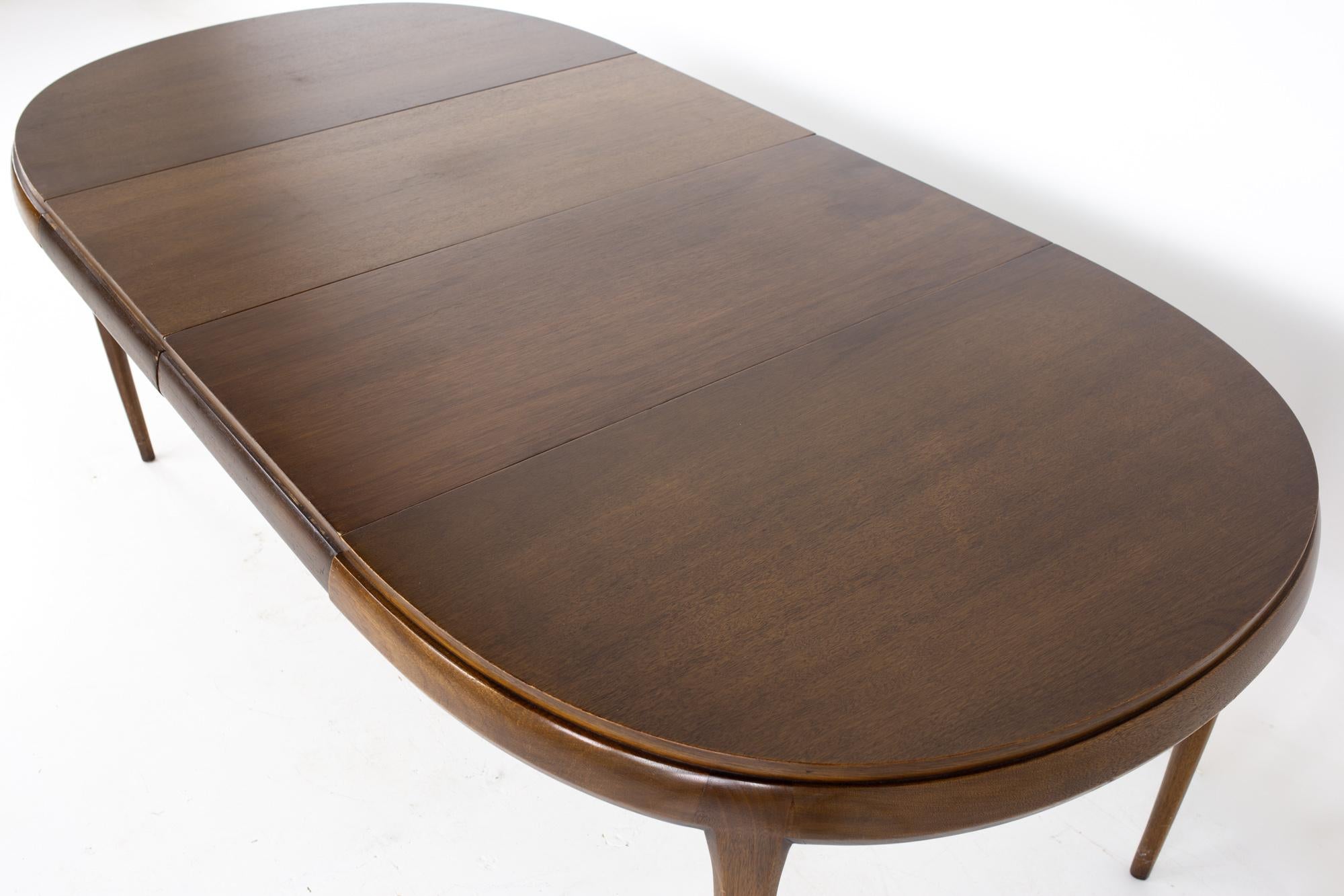 SOLD 07/05/23 Restored Lane Rhythm Style MCM Walnut Oval Expanding Dining Table 6