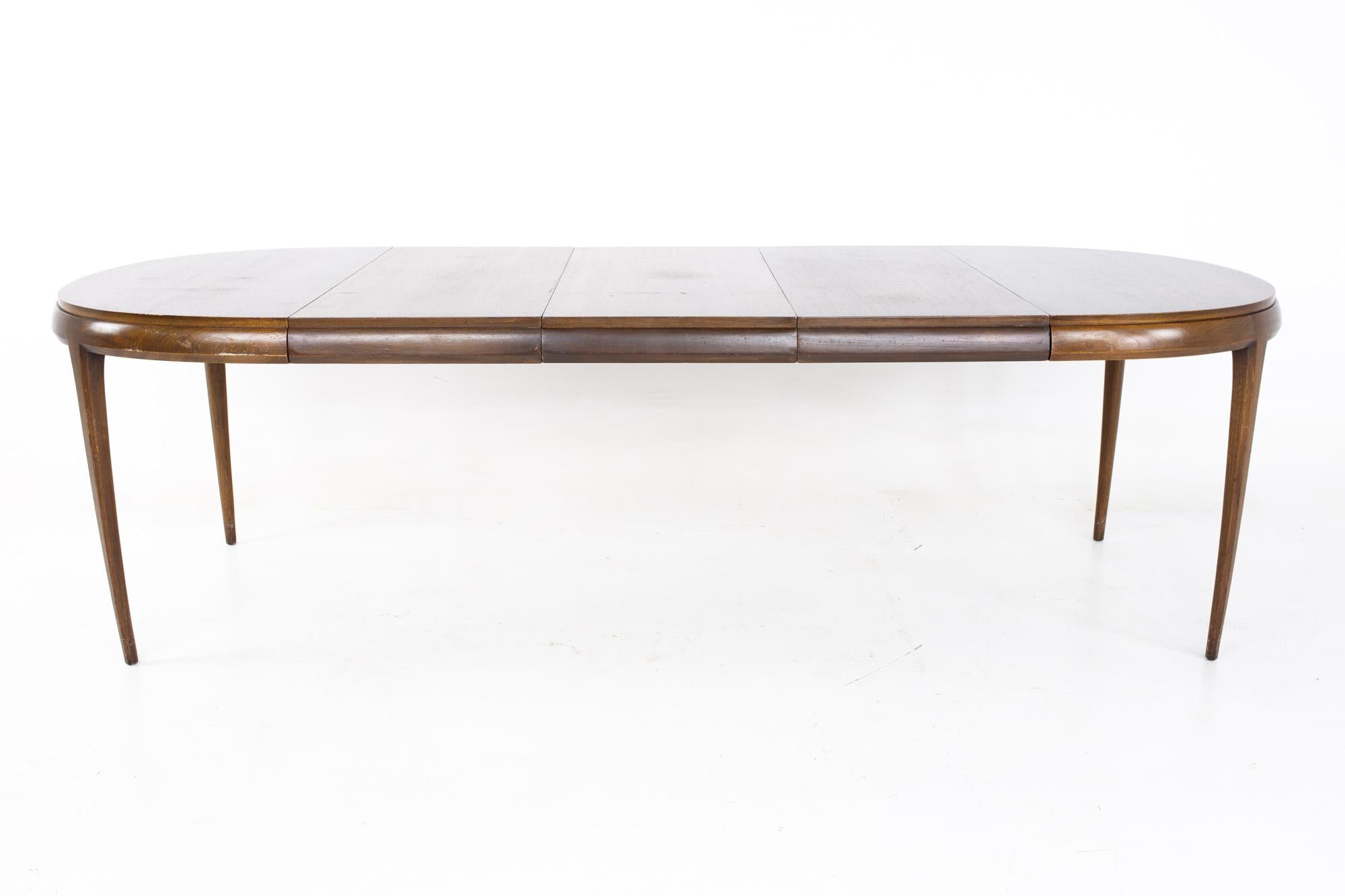 SOLD 07/05/23 Restored Lane Rhythm Style MCM Walnut Oval Expanding Dining Table 8