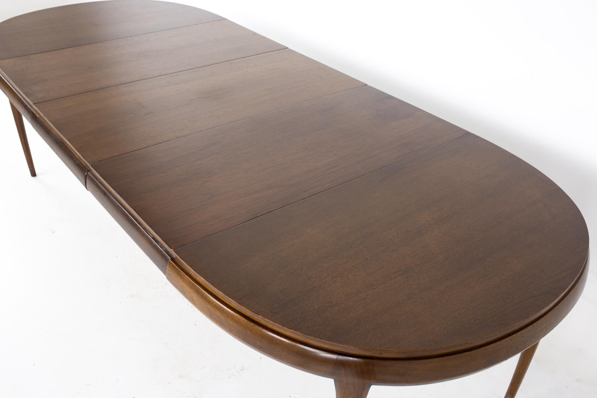 SOLD 07/05/23 Restored Lane Rhythm Style MCM Walnut Oval Expanding Dining Table 11