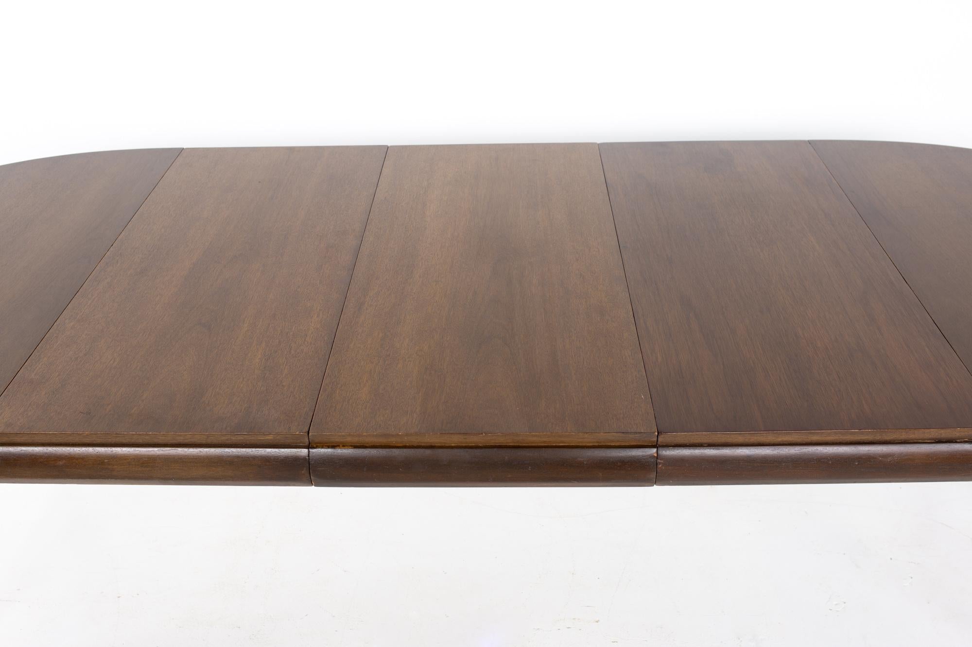 SOLD 07/05/23 Restored Lane Rhythm Style MCM Walnut Oval Expanding Dining Table 11