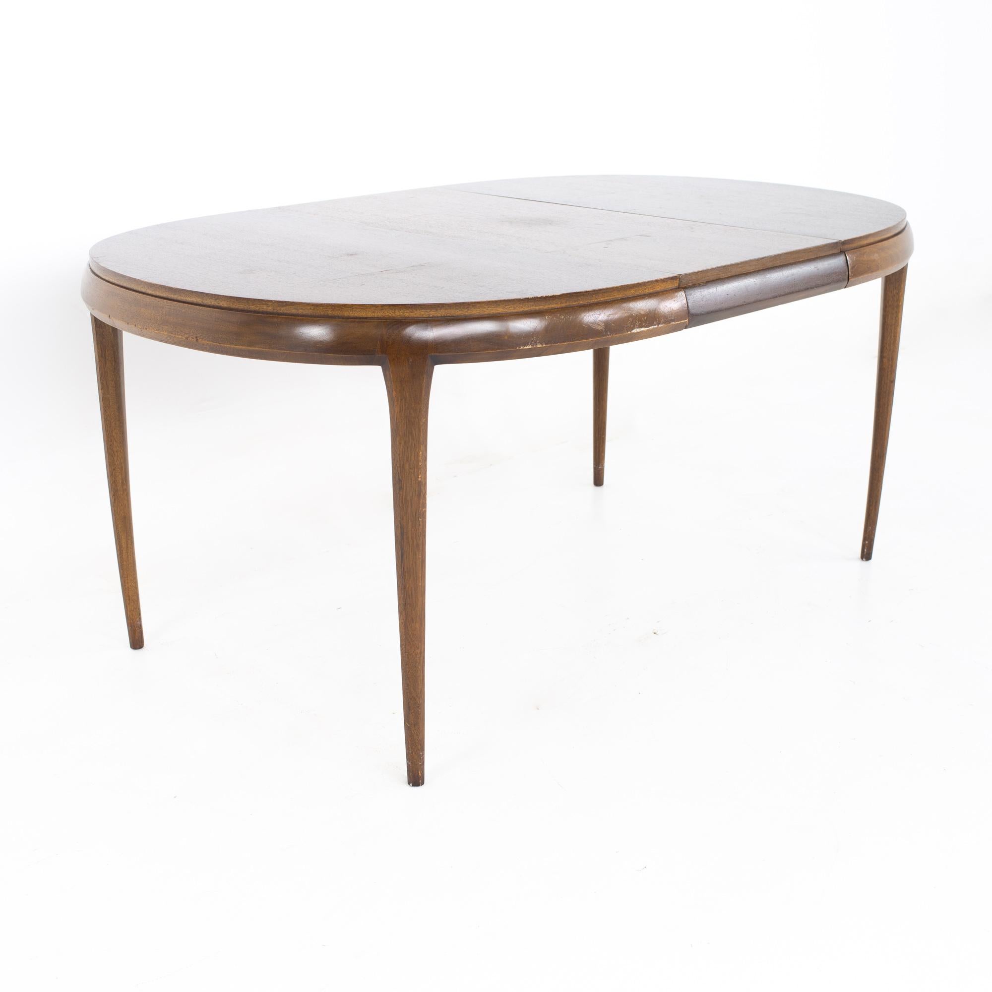 Late 20th Century SOLD 07/05/23 Restored Lane Rhythm Style MCM Walnut Oval Expanding Dining Table