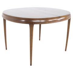 Restored Lane Rhythm Style Mid Century Walnut Round Oval Expanding Dining Table