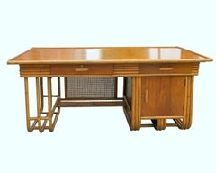 Restored Very Large Streamline Rattan Desk