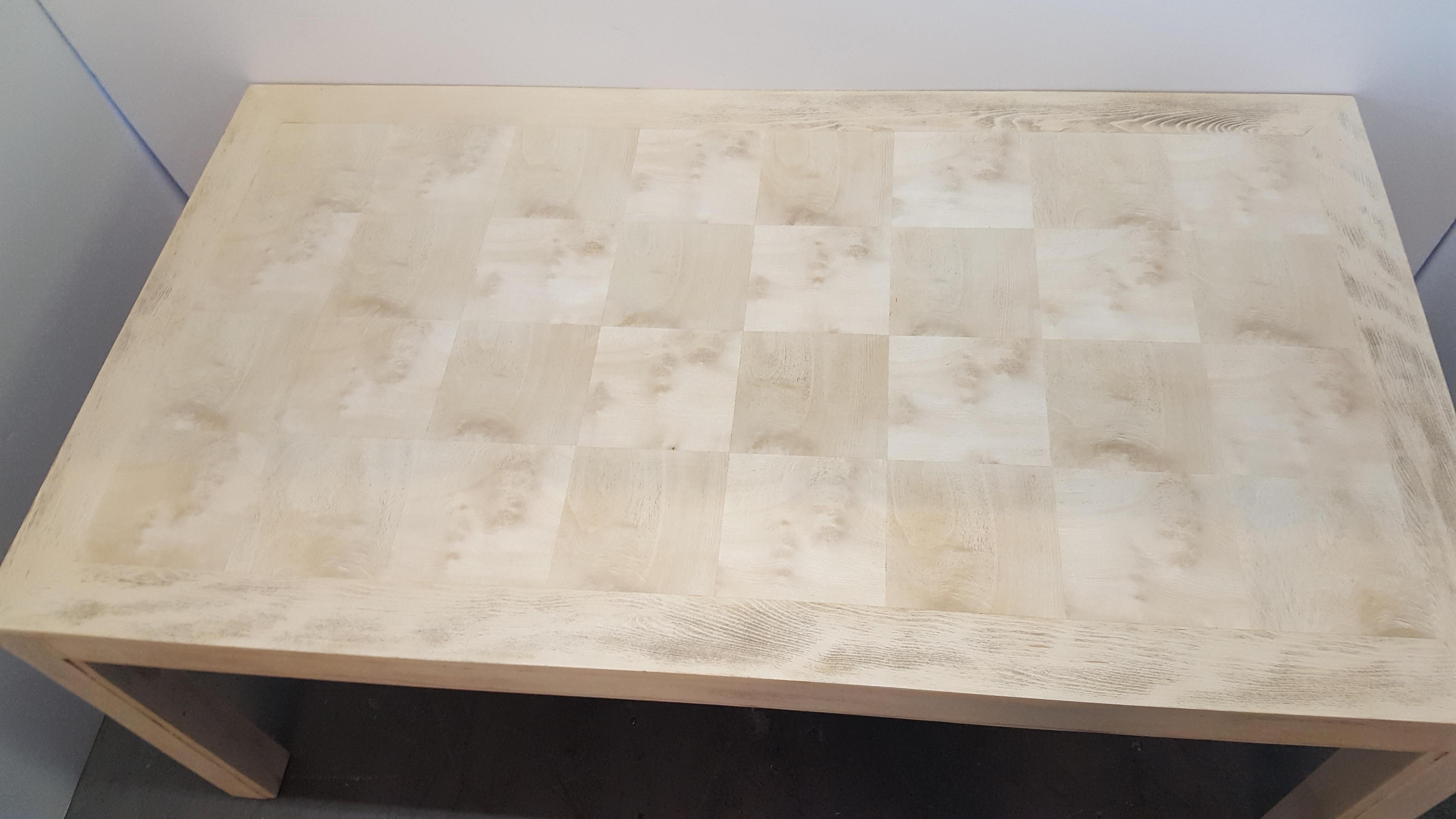 Bleached Restored Large Parsons Style Mid-Century Dining Table For Sale