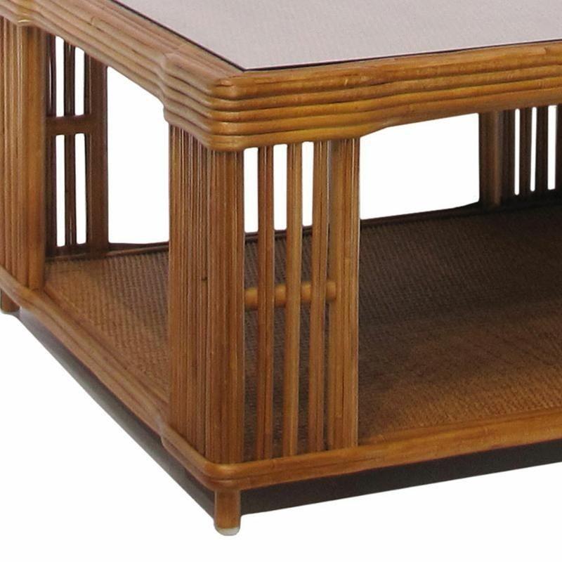 American Restored Large Modern Presidents Stick Reed Rattan Nantucket Coffee Table For Sale
