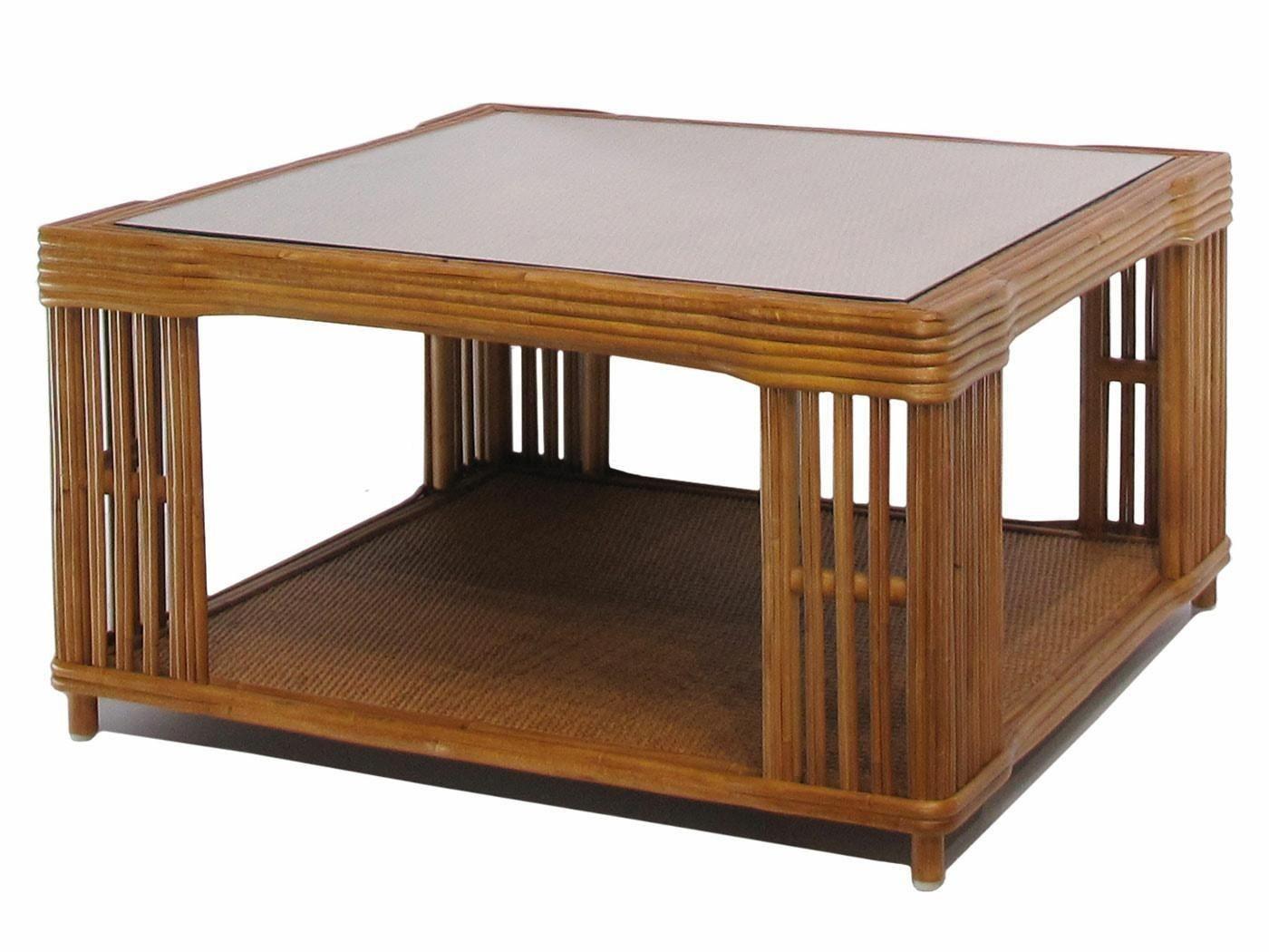 Late 20th Century Restored Large Modern Presidents Stick Reed Rattan Nantucket Coffee Table For Sale