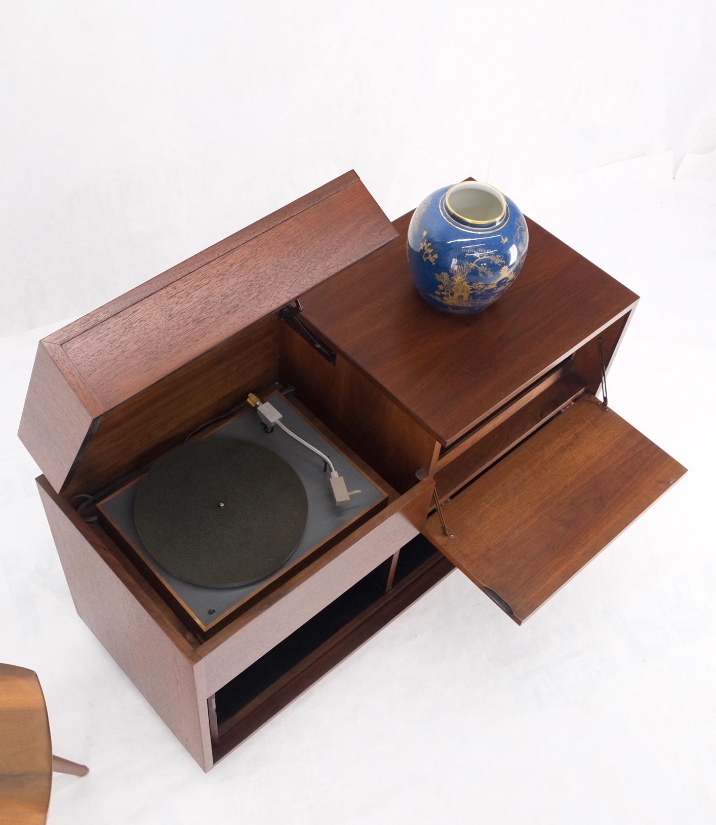 Restored Lift Top Turn Table Record Cabinet Credenza Tambour Door Compartment 7