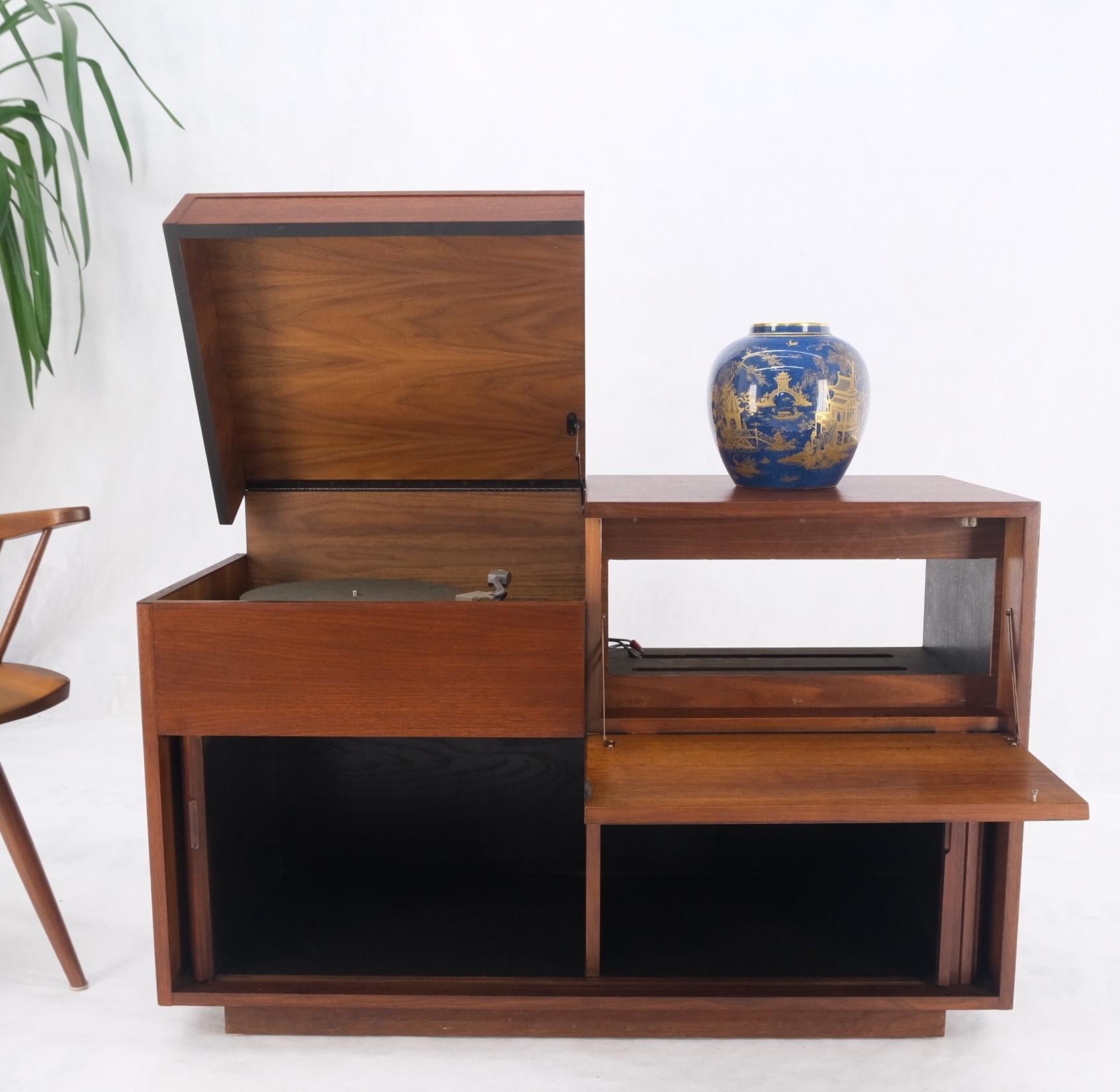 Restored Lift Top Turn Table Record Cabinet Credenza Tambour Door Compartment 8